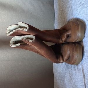 Frye Suede and Leather Brown Boots with Sherling Lining Size 8.5 Women's